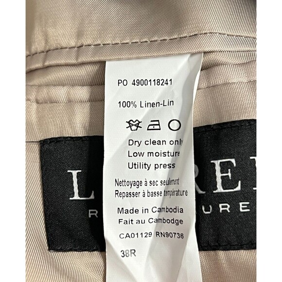 NWT $295 RALPH LAUREN Mens 38R Suit Blazer Sport Jacket LINEN Lassiter Plaid Tan - Picture 8 of 8